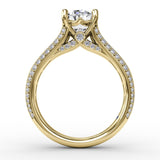 Oval Diamond Solitaire Engagement Ring With Baguettes and PavÃ©