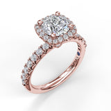 Classic Diamond Halo Engagement Ring with a Gorgeous Side Profile
