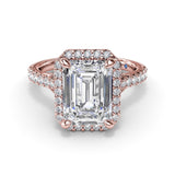Striking Split Shank Diamond Halo Engagement Ring