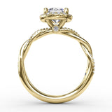 Contemporary Round Diamond Halo Engagement Ring with Twist Band