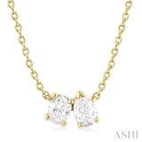 1/3 Ctw Toi Et Moi Oval and Pear Cut Diamond Pendant With Chain in 14K Yellow Gold