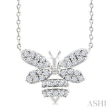 1/4 Ctw Petite Bumble Bee Round Cut Diamond Fashion Pendant With Chain in 10K White Gold