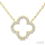 1/8 Ctw Petite Clover Round Cut Diamond Fashion Pendant With Chain in 10K Yellow Gold