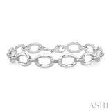 1/10 Ctw Oval Shape D-Link Round Cut Diamond Bracelet in Sterling Silver