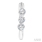 3/4 Ctw 3-Stone Round Cut Diamond Fashion Hoop Earring in 14K White Gold
