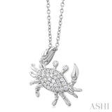 1/6 Ctw Petite Slanted Crab Round Cut Diamond Fashion Pendant With Chain in 10K White Gold