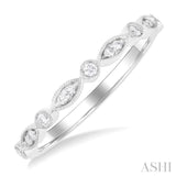 1/10 Ctw Marquise and Circular Motif Carved Round Cut Diamond Stackable Wedding Band in 14K White Gold