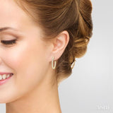 1/6 Ctw French Pave Set Round Cut Diamond Fashion Half Hoop Earring in 14K Yellow Gold