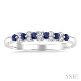 1.9 MM Sapphire and 1/10 Ctw Round Cut Diamond Precious Band in 14K White Gold