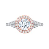 Split Shank Diamond Halo Engagement Ring in 14K Two-Tone Gold (Semi-Mount)