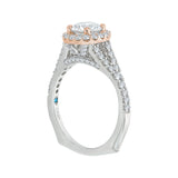 Split Shank Diamond Halo Engagement Ring in 14K Two-Tone Gold (Semi-Mount)