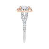 Split Shank Diamond Halo Engagement Ring in 14K Two-Tone Gold (Semi-Mount)