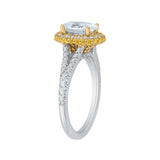 Split Shank Oval Cut Diamond Halo Engagement Ring in 14K Two Tone Gold (Semi-Mount)