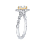 Oval Cut Diamond Halo Engagement Ring in 14K Two Tone Gold (Semi-Mount)