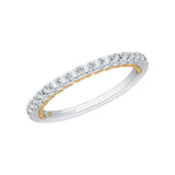 Round Diamond Half-Eternity Wedding Band in 14K Two Tone Gold