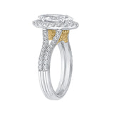 Split Shank Marquise Cut Diamond Halo Vintage Engagement Ring in 14K Two Tone Gold (Semi-Mount)