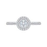 Round Diamond Double Halo Engagement Ring in 14K Two Tone Gold