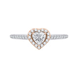 Heart Shape Diamond Halo Engagement Ring in 14K Two Tone Gold