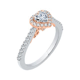 Heart Shape Diamond Halo Engagement Ring in 14K Two Tone Gold
