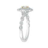 Oval Cut Diamond Floral Halo Engagement Ring in 14K Two Tone Gold