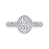 Oval Cut Diamond Double Halo Engagement Ring in 14K White Gold