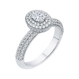 Oval Cut Diamond Double Halo Engagement Ring in 14K White Gold