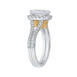 Split Shank Emerald Cut Diamond Halo Vintage Engagement Ring in 14K Two Tone Gold (Semi-Mount)