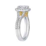 Split Shank Oval Cut Diamond Halo Vintage Engagement Ring in 14K Two Tone Gold (Semi-Mount)