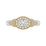 Oval Cut Diamond Halo Engagement Ring in 14K Two Tone Gold