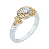 Oval Cut Diamond Halo Engagement Ring in 14K Two Tone Gold
