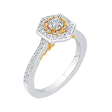 Round Diamond Vintage Engagement Ring in 14K Two Tone Gold