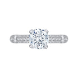 Round Diamond Cathedral Style Engagement Ring in 14K White Gold (Semi-Mount)