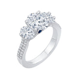 Oval Cut Diamond Three-Stone Cathedral Style Engagement Ring in 14K White Gold (Semi-Mount)