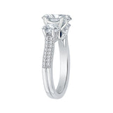 Oval Cut Diamond Three-Stone Cathedral Style Engagement Ring in 14K White Gold (Semi-Mount)