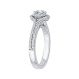 Cushion Cut Diamond Double Halo Cathedral Style Engagement Ring in 14K White Gold