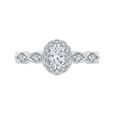 Oval Cut Diamond Halo Engagement Ring in 14K White Gold