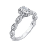 Oval Cut Diamond Halo Engagement Ring in 14K White Gold