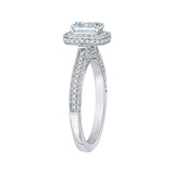 Emerald Cut Diamond Halo Engagement Ring in 14K White Gold