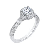 Cushion Cut Diamond Halo Engagement Ring in 14K White Gold