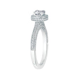 Cushion Cut Diamond Halo Engagement Ring in 14K White Gold