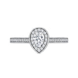 Pear Cut Diamond Halo Engagement Ring in 14K White Gold