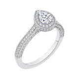 Pear Cut Diamond Halo Engagement Ring in 14K White Gold