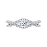 Split Shank Cushion Cut Diamond Engagement Ring in 14K White Gold