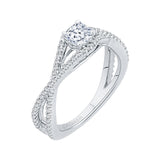 Split Shank Cushion Cut Diamond Engagement Ring in 14K White Gold