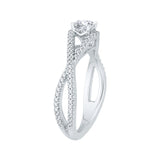 Split Shank Cushion Cut Diamond Engagement Ring in 14K White Gold