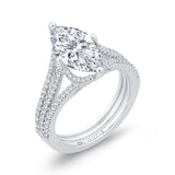 Marquise Cut Diamond Engagement Ring in 18K White Gold (Semi-Mount)