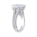 Split Shank Emerald Cut Diamond Engagement Ring in 18K White Gold (Semi-Mount)