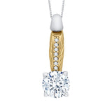 Round Diamond Fashion Pendant in 18K Two-Tone Gold (Semi-Mount)