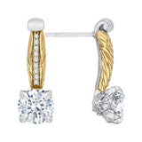 Round Diamond Fashion Semi-Mount Earring in 18K Two-Tone Gold (Semi-Mount)