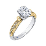 Oval Cut Diamond Engagement Ring in 14K Two Tone Gold (Semi-Mount)